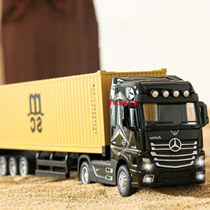 تریلی کانتینردار مشکی مدل بنز آکتروس 1:50 Container Trailer Model Benz Actros_اسباب بازی